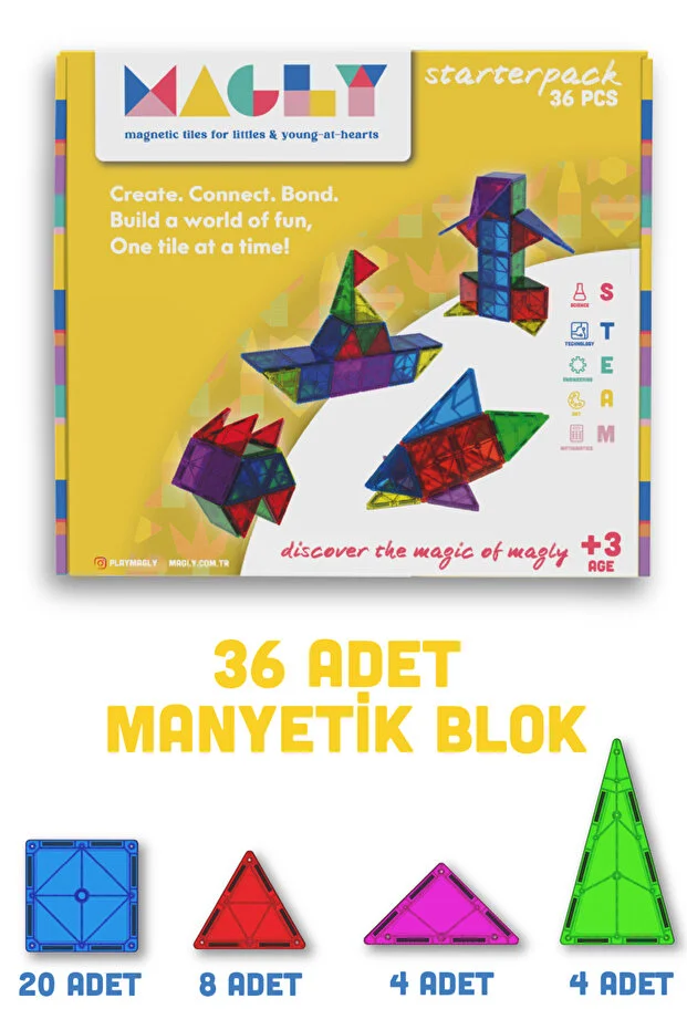Manyetik Yapı Blokları – Çocuklar Için Renkli 3 Boyutlu 36 Parça Manyetik Karo Oyun Seti Manyetik Yapı Blokları – Çocuklar Için Renkli 3 Boyutlu 36 Parça Manyetik Karo Oyun Seti
